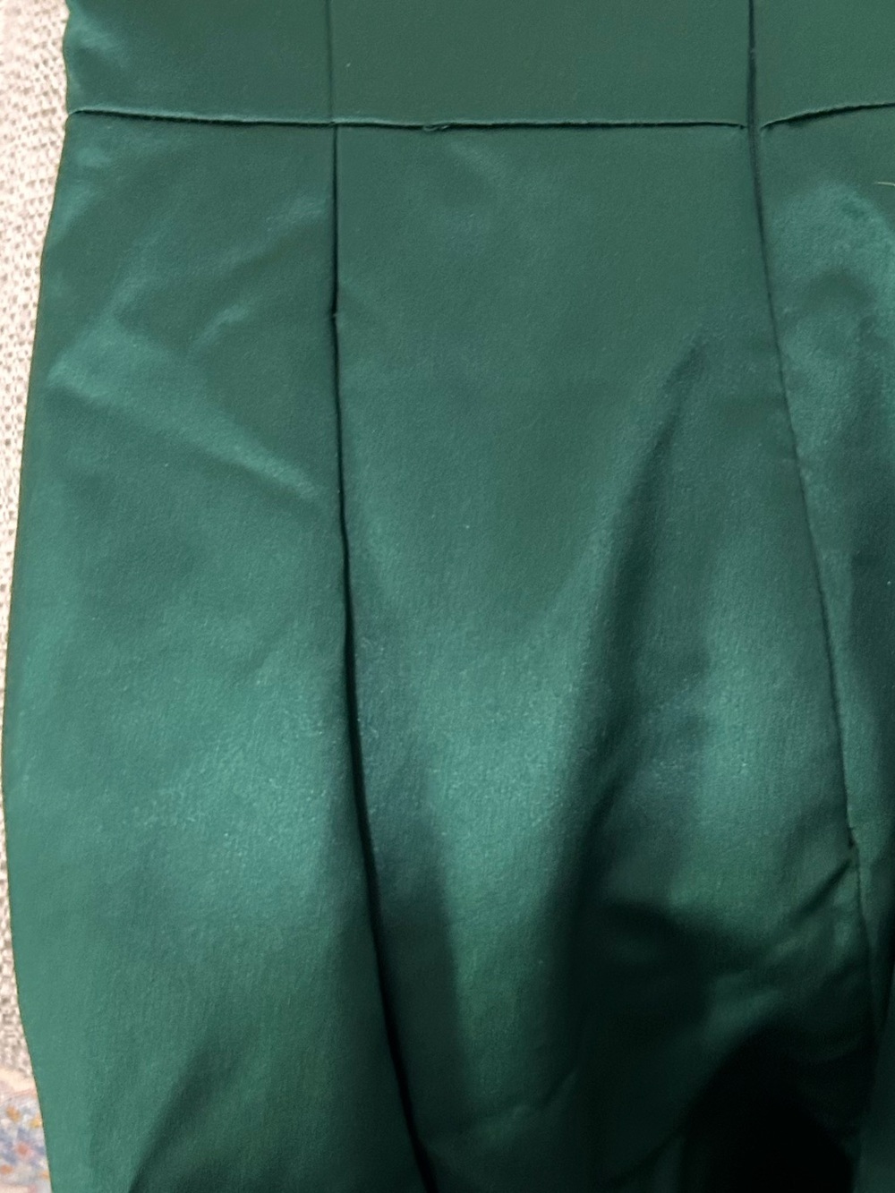 Emerald Green V-Neck Satin Evening Gown - Picture 12 of 17